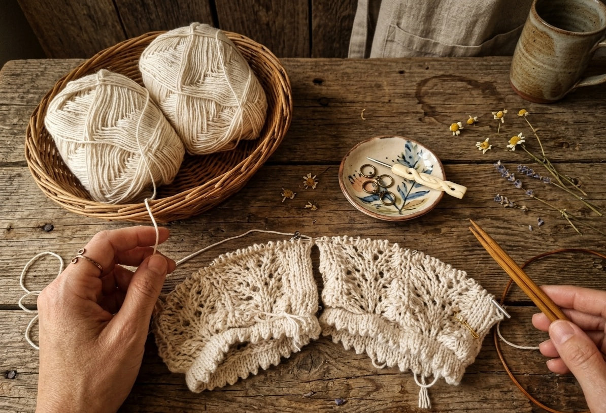 Knitting 2 Sleeves at a time to save time.