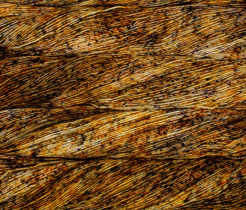 100% Superwash Merino Wool Hand Dyed Yarn on darnk orange with specks of paints