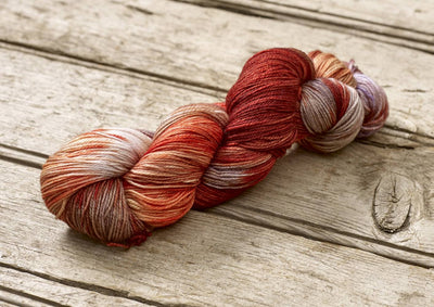 Hand dyed Multicolored skein of yarn by Alegria Yarn by Manos del Uruguay. 75% Superwash Merino Wool, 25% Polyamide (Nylon) for durability.