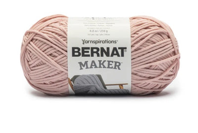 Bernat Maker Home Dec tubular yarn in Soft Peach Color a chunky 250g cotton-nylon blend for modern crochet baskets and home accessories