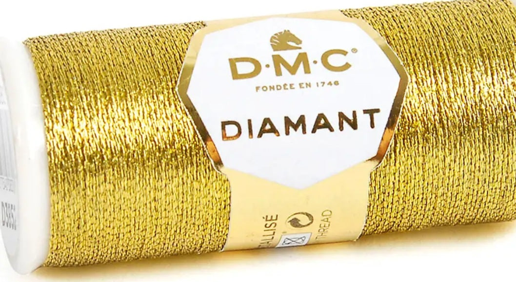 DMC Diamant Metallic Embroidery Thread | High-Shine Viscose & Polyester in Gold 3852
