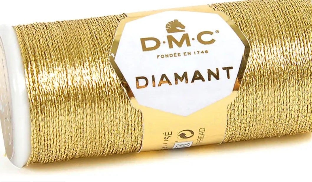 DMC Diamant Metallic Embroidery Thread | High-Shine Viscose & Polyester in light gold 3851