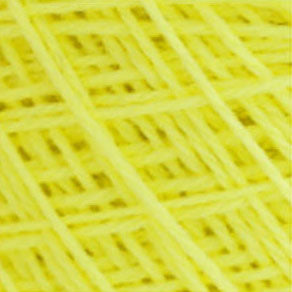 Close-up of Daruma Superwash Spanish Merino yarn, highlighting the excellent stitch definition and smooth, anti-pilling surface ideal for intricate knit patterns In Neon Yellow