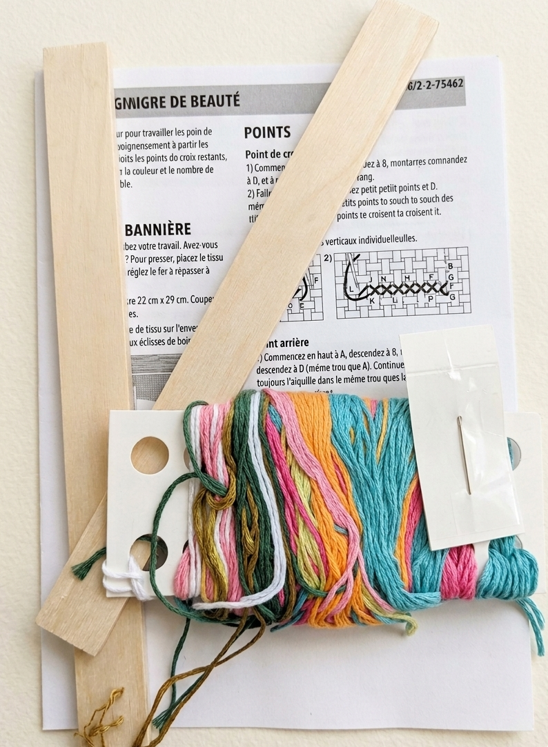 Full kit; Colorful embroidery floss with a wooden stripes for Dimensions Counted Cross Stitch Kit-Be your own kind of beautiful