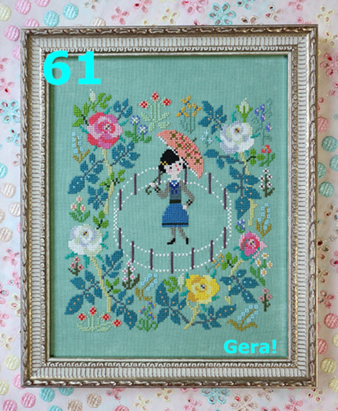 A professional-grade counted cross-stitch chart booklet by GERA! designed by Kyoko Maruoka, titled 'Posing.' Inspired by Osamu Dazai's literary masterpiece 'The Schoolgirl,' the design captures a complex, melancholic scene of a young schoolgirl striking an art pose in the quiet corner of a schoolyard, rendered in a sophisticated, nostalgic pixel art aesthetic.