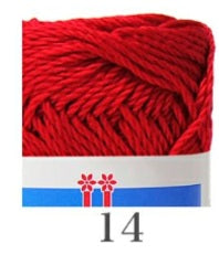 Hamanaka Cotton Nottoc yarn skeins, in Scarlet Red Colour. 
The yarn is made in Japan and is advertised for crafting and crochet.