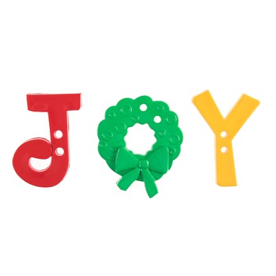 Colorful letters spelling 'JOY' with a green wreath on a white background
Suitable for card making crafting and sewing purposes
