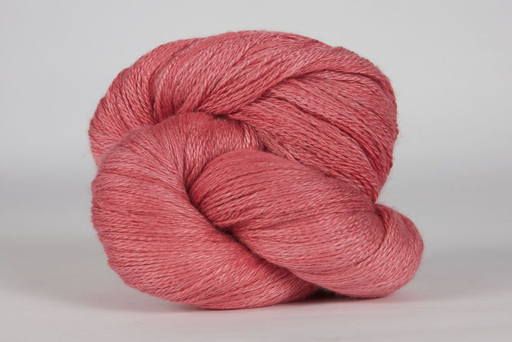 Jade Sapphire hand-dyed 50% silk and 50% yak lace yarn from Mongolia; a 100g skein with 700 yards for premium lace knitting in pink tone