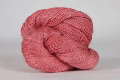 Jade Sapphire hand-dyed 50% silk and 50% yak lace yarn from Mongolia; a 100g skein with 700 yards for premium lace knitting in pink tone