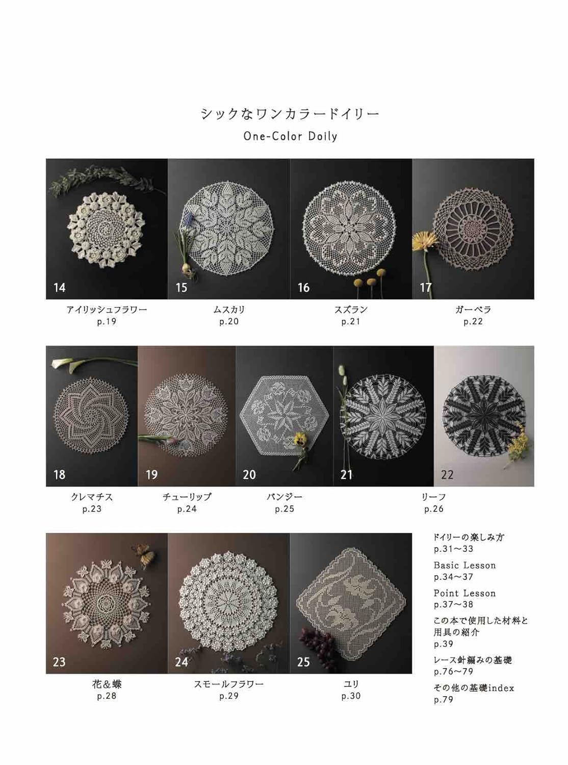 Master the art of floral lace with this premium collection of 25 doily patterns from Japan Vogue. Includes detailed charts and instructions for lace thread projects ranging from 20cm to 40cm. Perfect for intermediate to advanced needleworkers.