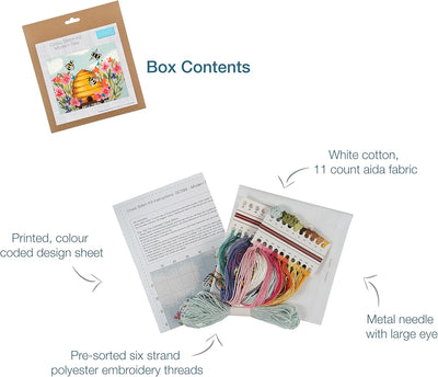 Complete Large Trimits cross stitch kit including threads, needle, and large-scale bee pattern chart