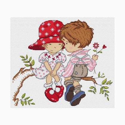 A professional-grade counted cross-stitch kit titled 'Love Friends.' The high-definition design features a soulful composition celebrating companionship, with a technical grid layout measuring 134 stitches wide by 116 stitches high.