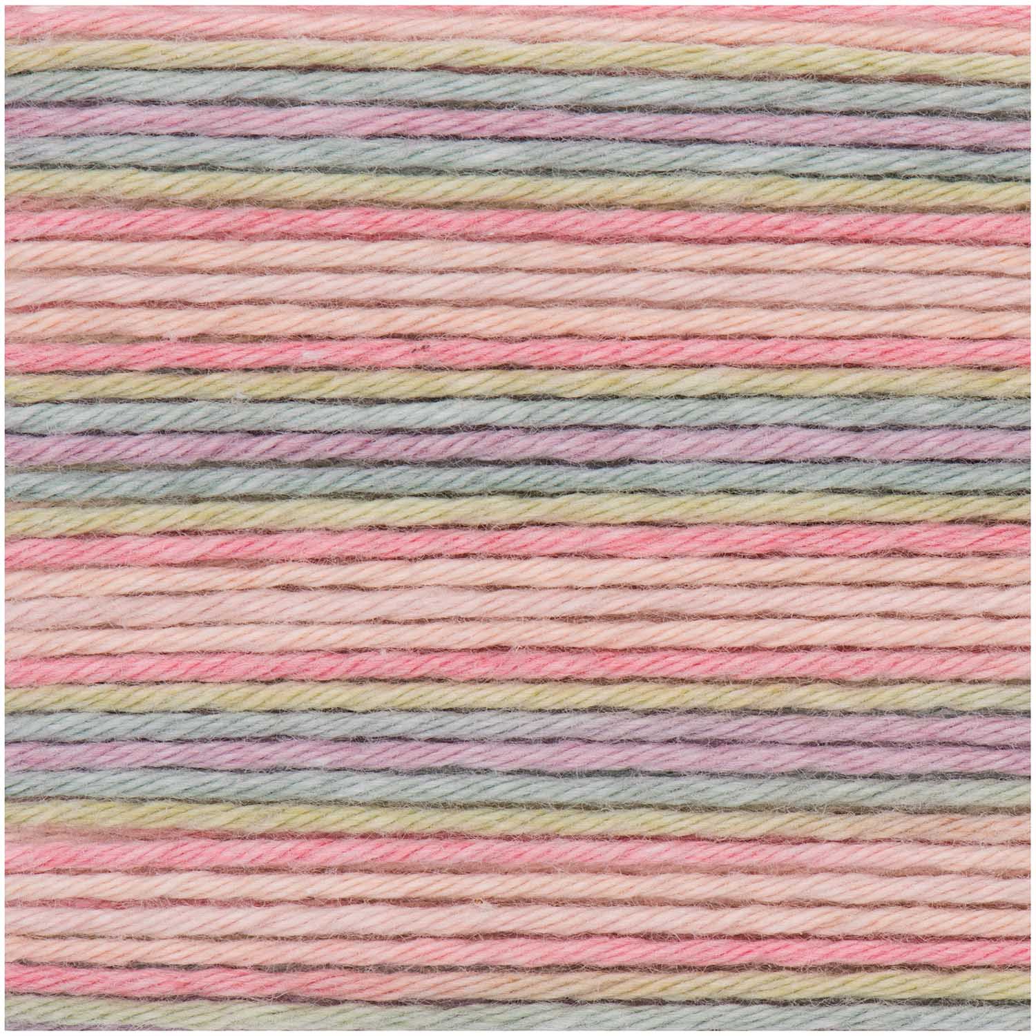A collection of Rico Baby Cotton Soft Print balls in various 'Print' styles, including in teal and pink