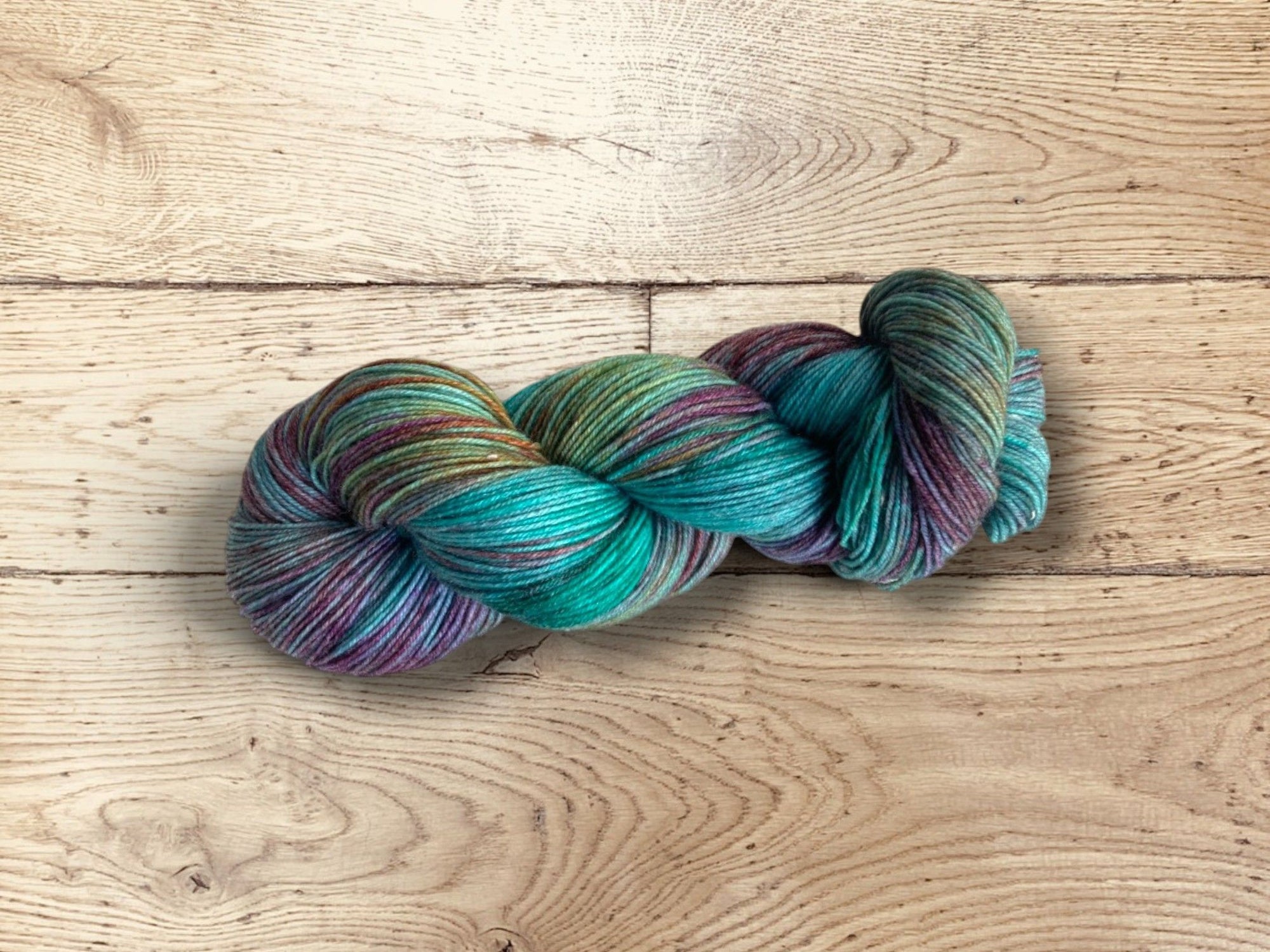 Manos del Uruguay Bambok yarn in Elf Color , hand-dyed fair trade artisan wool and bamboo blend.