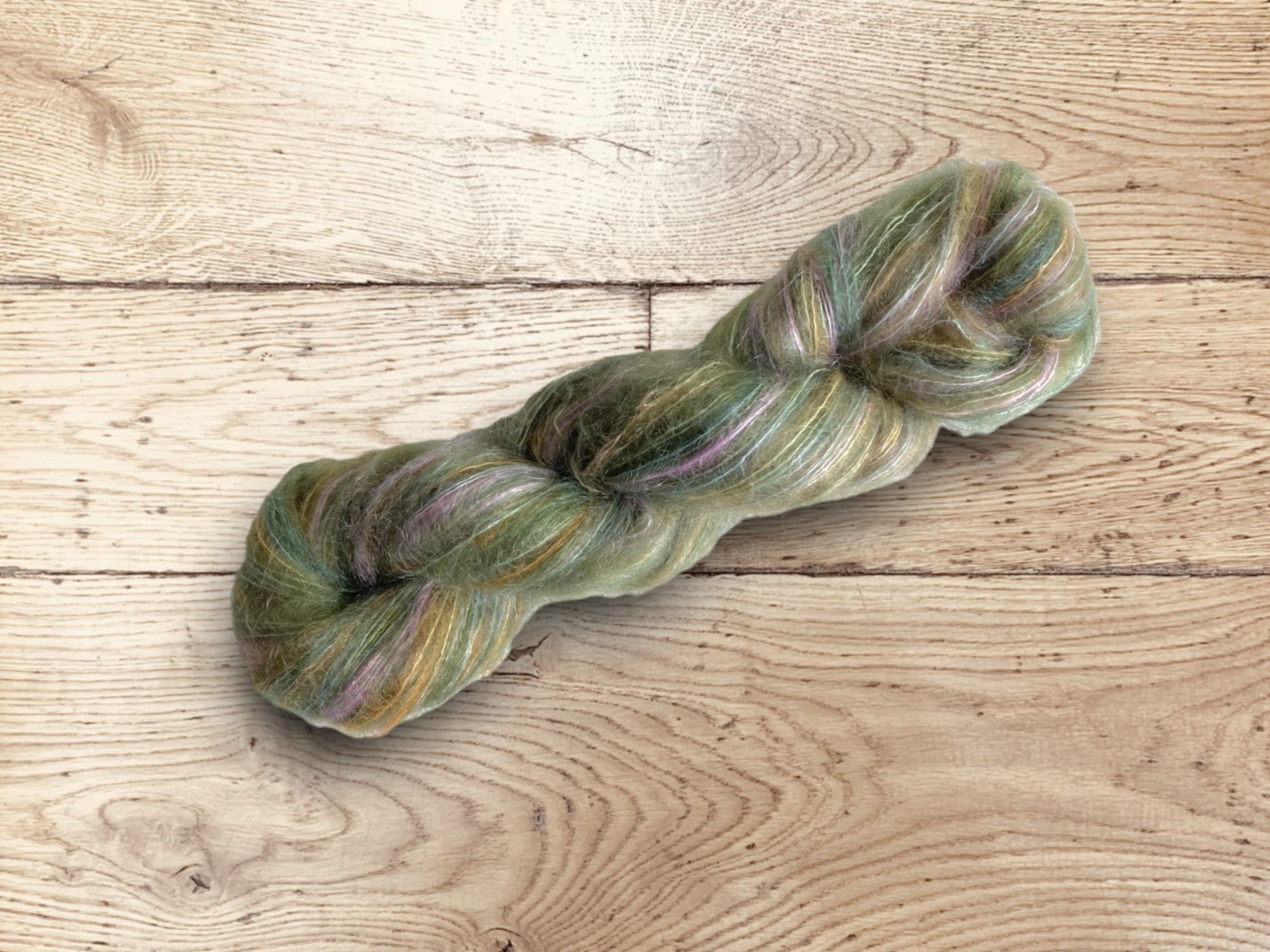 Manos del Uruguay Cabrito mohair yarn in Green Color , premium kid mohair lace weight with a soft, cloud-like halo