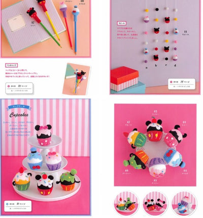Tsum Tsum Amigurumi Book featuring a tall stack of colorful cupcake shaped crochet characters.