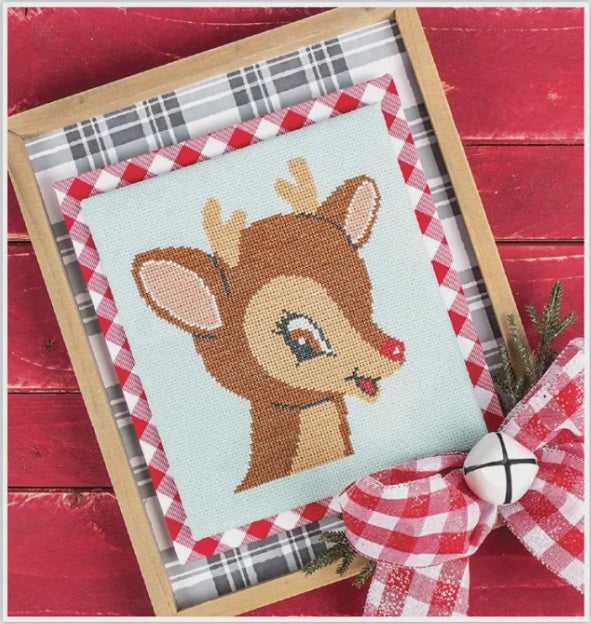 A professional-grade cross-stitch kit titled 'Oh Deer,' featuring a charming and soulful Reindeer or fawn design.