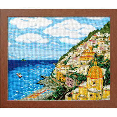 Olympus Amalfi Coast Cross Stitch, Italy Landscape Embroidery Kit, Mediterranean Cross Stitch, Japanese Olympus Embroidery, Amalfi Sea View Stitch.