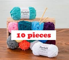 Yarn bundle chunky yarn for sale in Singapore
Bulk buy Premier Parfait Chunky chenille yarn showcasing its thick, velvety texture. The image highlights the super bulky #6 weight and the vibrant matte finish of the polyester fibers, ideal for creating soft toys, cozy blankets, and kid-friendly crochet projects