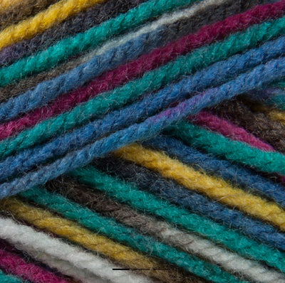 A collection of Patons Fab DK acrylic yarn; an affordable and soft 100% acrylic yarn ideal for colorful crochet blankets and everyday knitwear