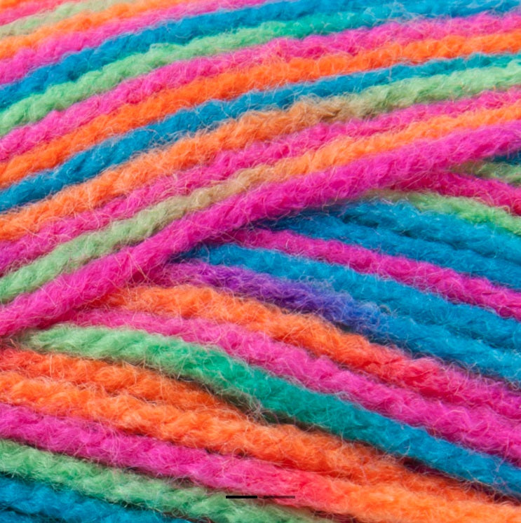 A collection of Patons Fab DK acrylic yarn; an affordable and soft 100% acrylic yarn ideal for colorful crochet blankets and everyday knitwear