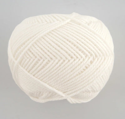 Close-up of premium Japanese Pierrot Fine Merino wool, showcasing the smooth, anti-pilling texture and fine weight suitable for intricate knitting off white