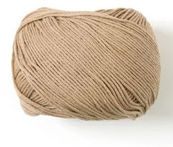 100% Cotton Pierrot Orgabits One yarn in a 40g skein, ideal for sensitive skin and eco-conscious knitting or crochet projects in mocha beige colour