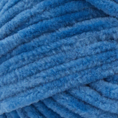Soft Premier Parfait Chunky yarn in a large skein, showing the thick, velvety chenille texture on cornflower blue colour