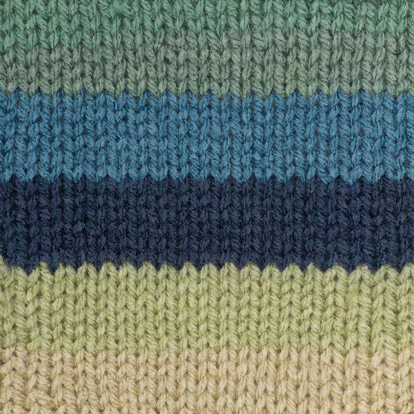 Red Heart Super Saver worsted weight yarn in Sutherland Stripe Color; the classic 100% acrylic size 4 yarn for durable blankets and crochet projects