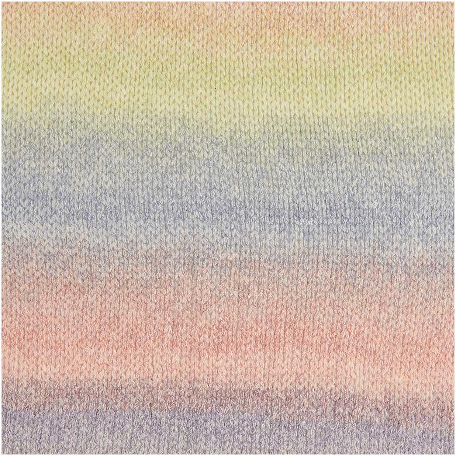 A flat-lay of several Rico Light & Long shades, featuring yellow, sunset oranges, sunset pink and purple mix