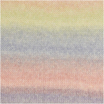 A flat-lay of several Rico Light & Long shades, featuring yellow, sunset oranges, sunset pink and purple mix