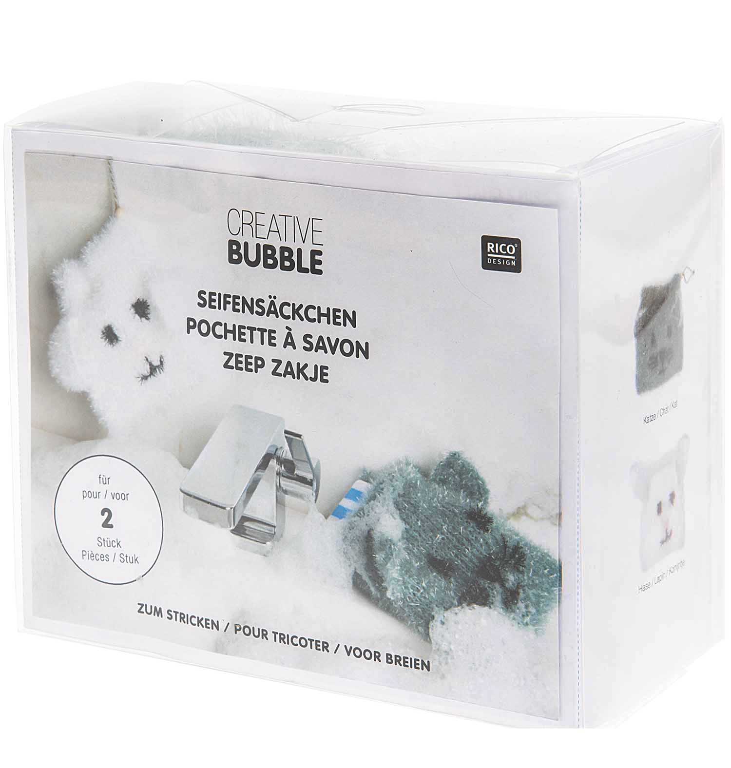 Rico Knitting Kit - Creative Bubble Bath Soap knitted Pouch. Beginner friendly kit