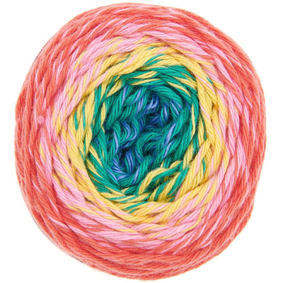 top view of the cake yarn Ricorumi Spin Spin Yarn, Gradient Cotton Yarn, Ombré Amigurumi Yarn, 100% Cotton Crochet Yarn, Rico Design Spin Spin.