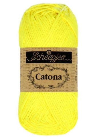 Close-up of Scheepjes Catona 50g yarn showing the smooth, silk-like mercerized finish and crisp stitch definition for detailed crochet and knitting