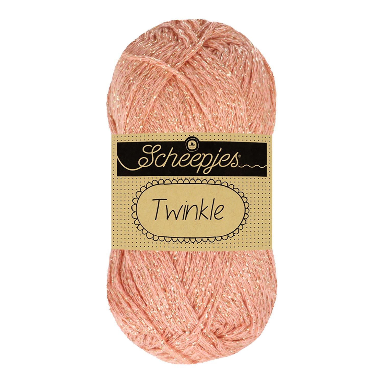 A ball of Scheepjes Twinkle sparkling yarn; the ideal choice for handmade Christmas ornaments, glittery coasters, and elegant evening shawls
