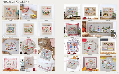 The "My Home" cross stitch pattern book by TUVA, featuring a variety of domestic-themed embroidery charts, including cozy interior scenes, kitchen motifs, and garden-inspired samplers