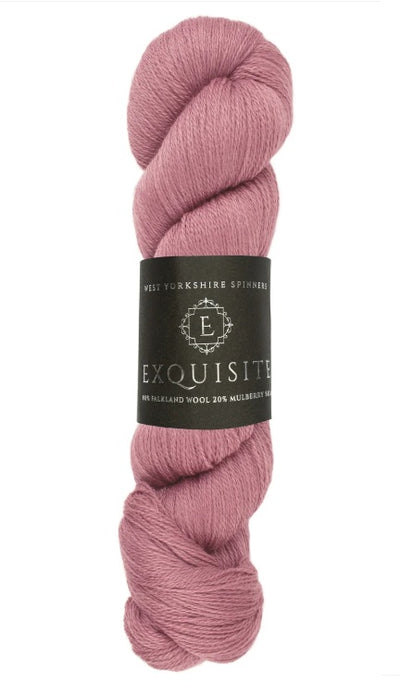 West Yorkshire Spinners Exquisite Lace yarn, a luxury British-made blend of 80% Falkland Wool and 20% Mulberry Silk for delicate lace knitting