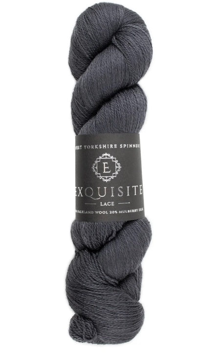 Close-up of West Yorkshire Spinners Exquisite Lace yarn in Truffle , showing the elegant silken sheen and smooth 2-ply texture