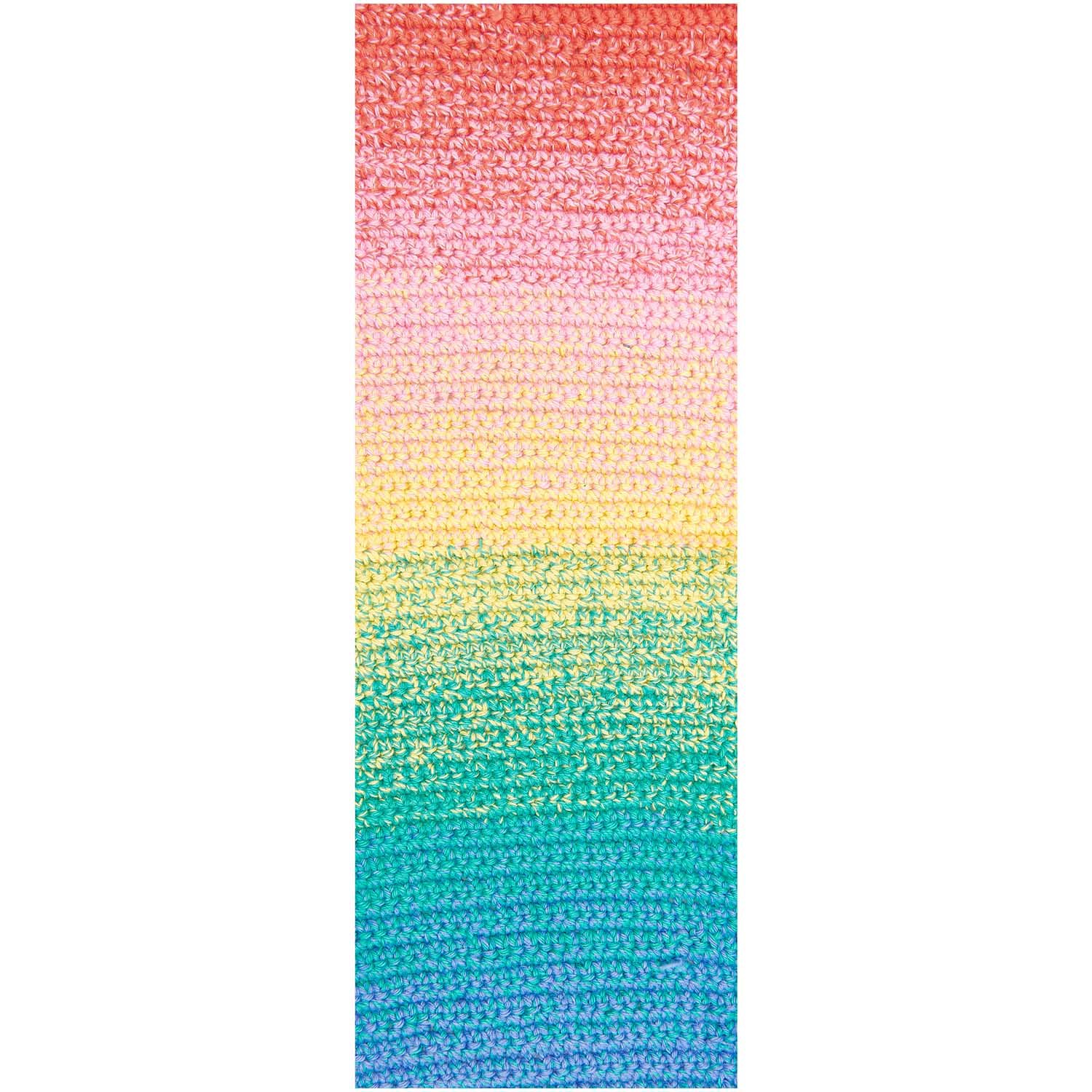 Close-up of the 100% cotton fiber twist in the Spin Spin yarn, highlighting the matte finish and high-quality ply in rainbow colour