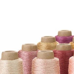Japanese Yarn Singapore
Multiple cones of Pierrot Yarns Silk100 Lace yarn in various colors.
The iridescent effect of Pierrot Silk100 yarn, showing how the color changes from deep jewel tones to bright highlights under different lighting."