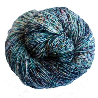 100% Superwash Merino Wool Hand Dyed Yarn in specks of colours on blue
