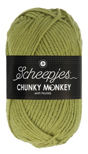 Meet Scheepjes Chunky Monkey in Sage green colour. This Aran-weight powerhouse is crafted from premium Anti-Pilling Acrylic, meaning your blankets, cardigans, and hats will look brand new, wash after wash. It’s the perfect "thick and quick" yarn that doesn't compromise on quality.