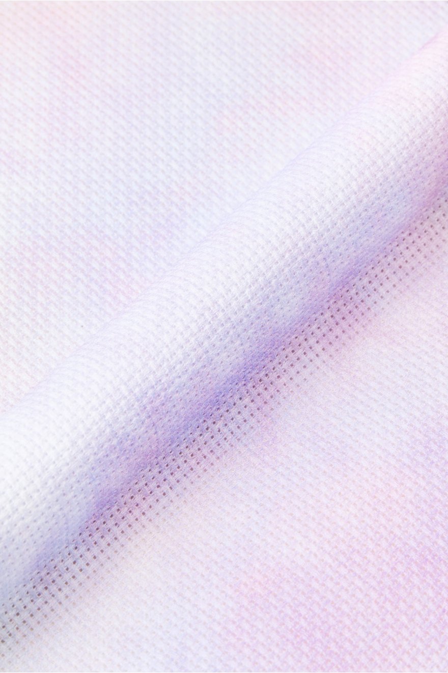 Close-up of premium 14-count Aida cloth showing the precise, even weave of the fabric