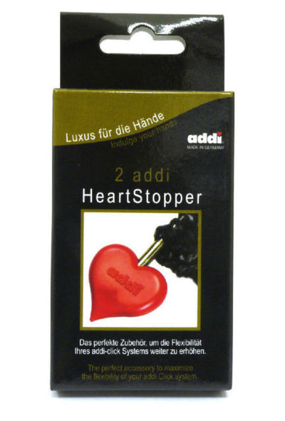 Packaging for Addi Heart Stopper, showing a red heart-shaped stopper and the brand name 'addi'.