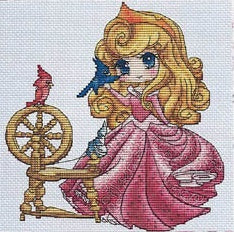Aurore Sleeping Beauty cross stitch kit cover, featuring a sophisticated and artistic illustration of the princess by designer Ekaterina Chaykovskaya.