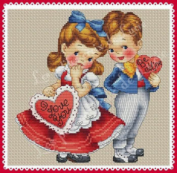 The 'Be Mine' Vintage Collection cross stitch kit cover, showcasing a romantic Victorian-style Valentine illustration by designer Ekaterina Chaykovskaya