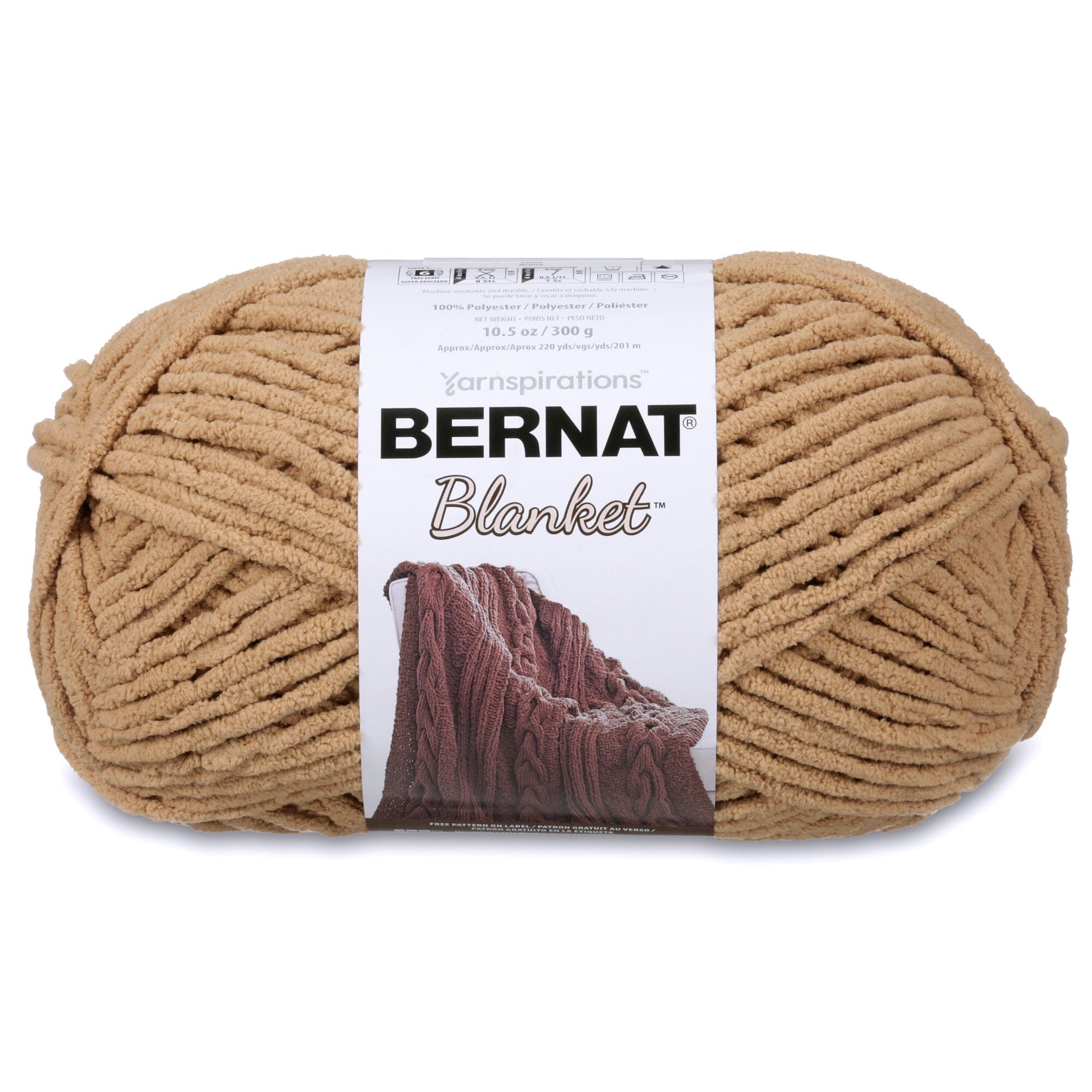 Bernat Blanket Yarn 300g 'Big Ball' in a sand colour a high-yardage chunky yarn for fast-growing DIY home projects and cozy throws
