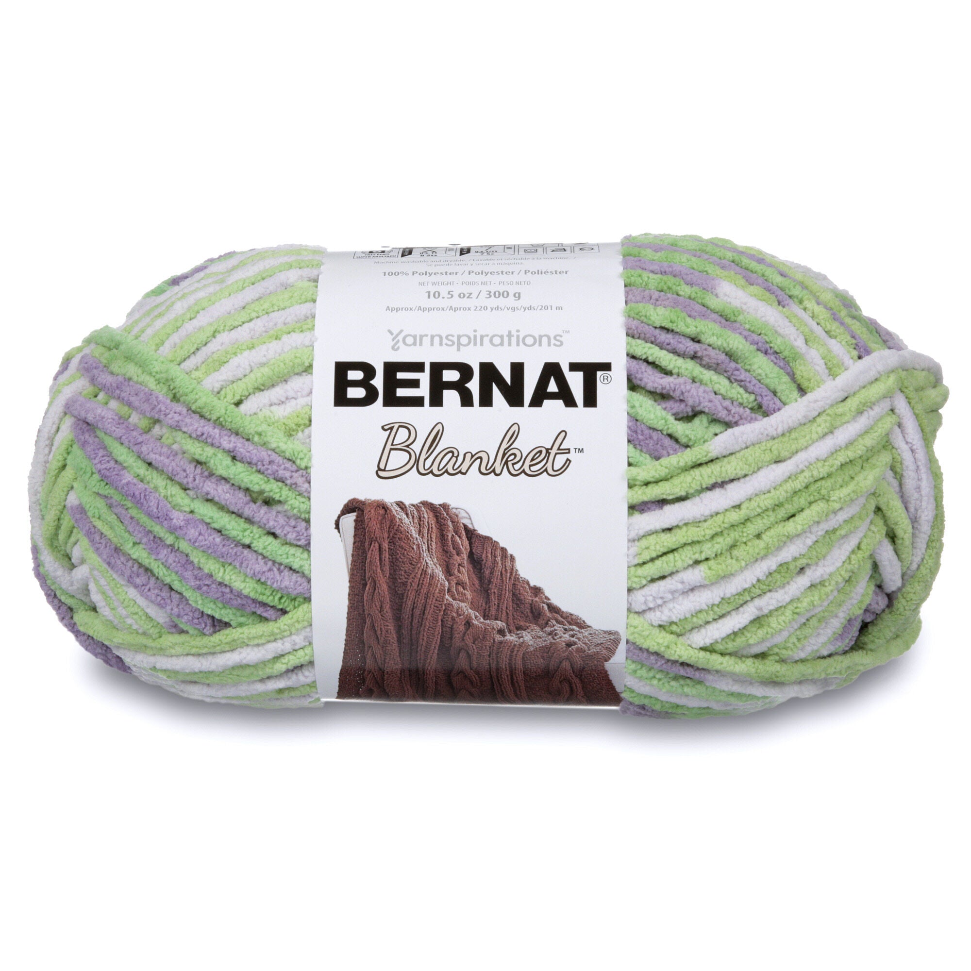 Bernat Blanket Yarn 300g 'Big Ball' in a variegated shade; a high-yardage chunky yarn for fast-growing DIY home projects and cozy throws