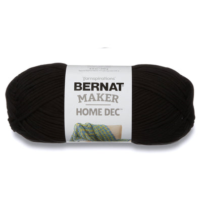 Bernat Maker Home Dec tubular yarn in Black Color a chunky 250g cotton-nylon blend for modern crochet baskets and home accessories