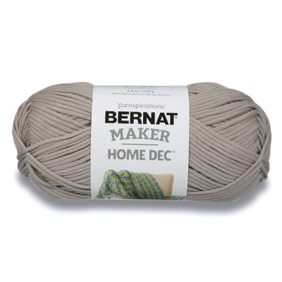 Bernat Maker Home Dec tubular yarn in Clay Color; a chunky 250g cotton-nylon blend for modern crochet baskets and home accessories